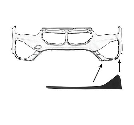 Moulure de pare-choc avant gauche noire BASIC BMW X1 F48 phase 2 2019-2022