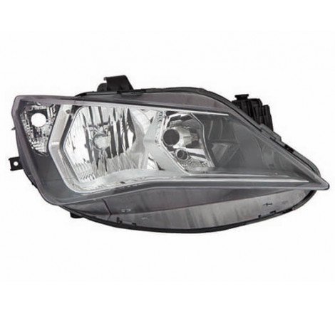Phare Optique avant droit SEAT IBIZA IV phase 2, 2012-2015, H7+H7, fond chromé, Neuf.