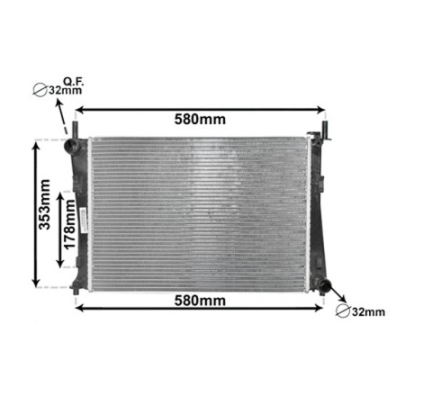 Radiateur de refroidissement moteur essence 1.25 / 1.4 / 1.6 Ford Fusion depuis 2002
